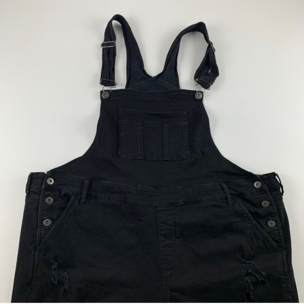 Torrid Overalls Black Premium Distressed Denim Jumpsuit 24
